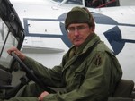 Posin in front of a Catalia flying boat, Dunkerwell Airfield, Devon Aug 06