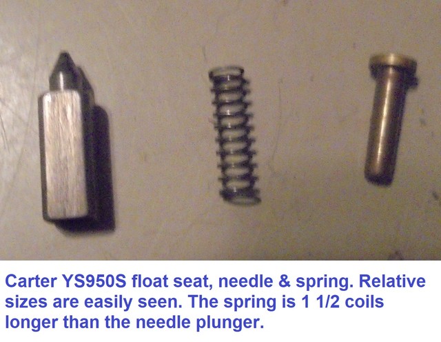 Relative size of float needle spring to float needle pin
