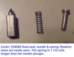 Relative size of float needle spring to float needle pin