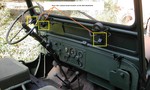 The three M38 windshield rifle scabbard mount brackets