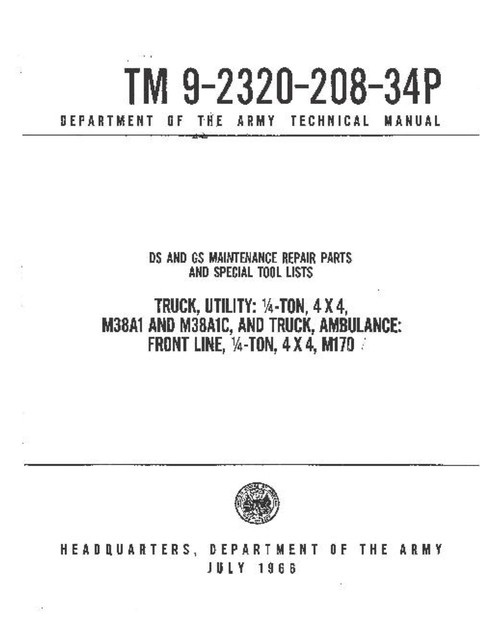 TM 9-2320-208-34P Jul 1966 M38A1/M38A1C/M170 DS & GS IPL