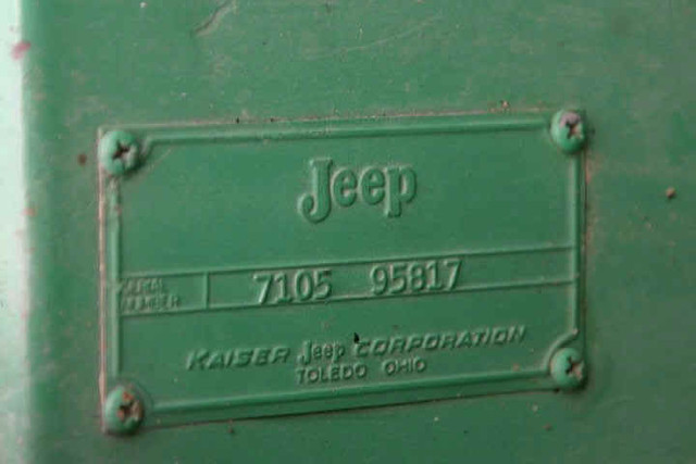 1964 Kaiser patent plate. Note The model prefix is not MD