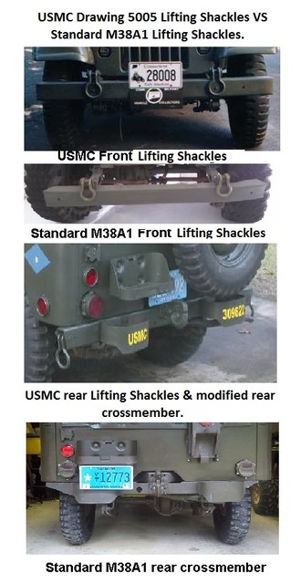 USMC modification 5005 Lifting Shackles vs M38A1 standard lifting shackles.